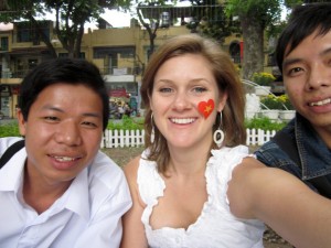 Making new friends in Hanoi, Vietnam (2010).